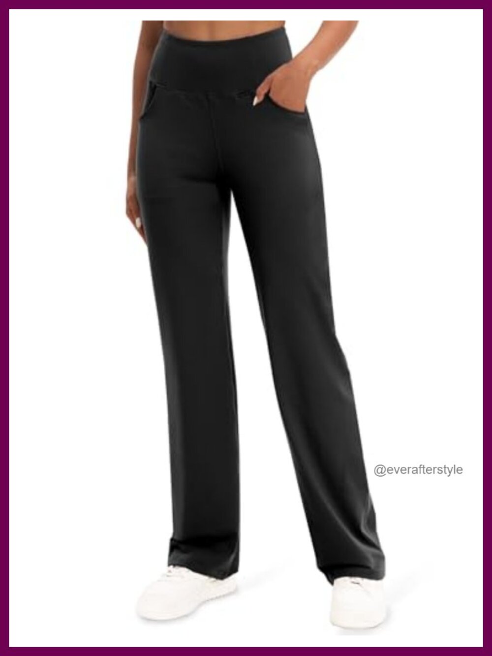 Women's Yoga Pants with Pockets, Tummy Control Straight Leg, Wide Leg Trouser,